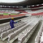 Foto udara Stadion Si Jalak Harupat yang tengah direnovasi, di Soreang, Kabupaten Bandung, Jawa Barat, Rabu (18/1/2023). ANTARA FOTO/Raisan Al Farisi/tom/am.