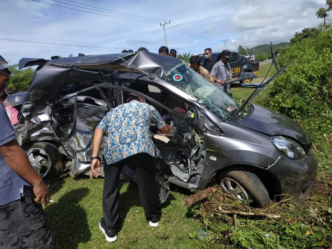 Honda Brio dan Mobil Polisi Tabrakan di Aceh Jaya, Satu Meninggal