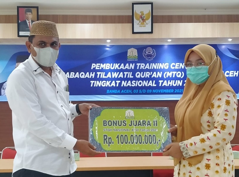 Kafilah Aceh juara STQH terima bonus Rp100 juta