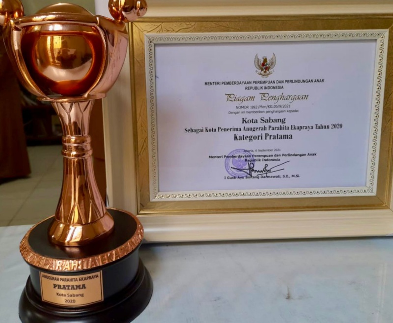 Pemko Sabang Raih Penghargaan Anugerah Parahita Ekapraya Tahun 2021