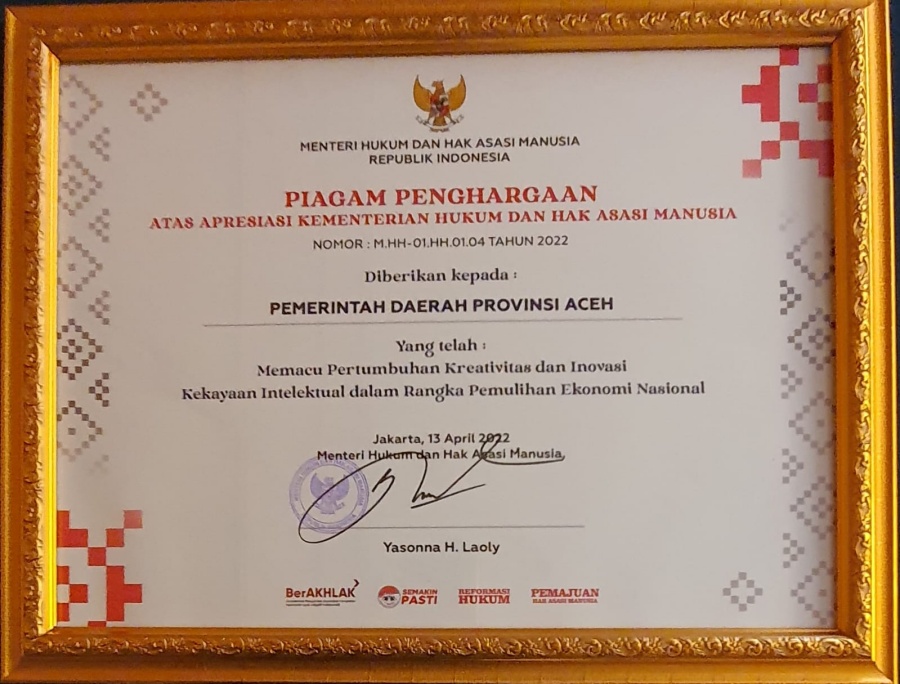 Pemerintah Aceh raih penghargaan dari Menkumham RI