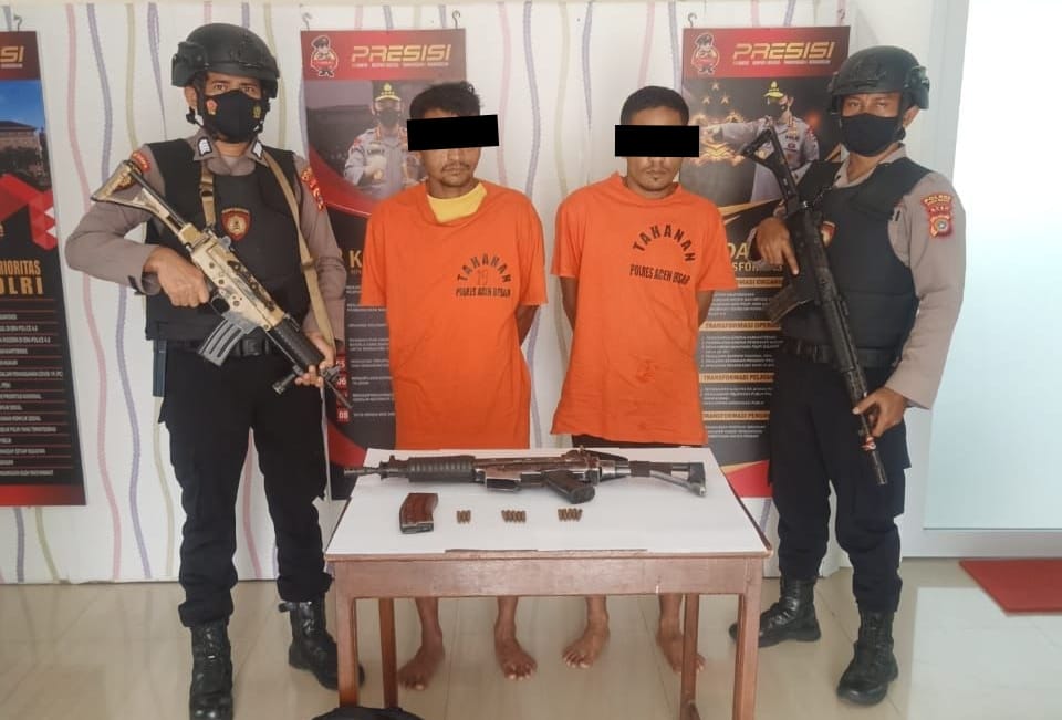 Polres Aceh Besar tangkap pencuri besi, senpi laras panjang ikut diamankan