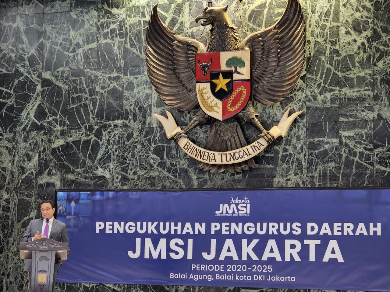 Anies Baswedan hadiri pelantikan Pengda JMSI Jakarta