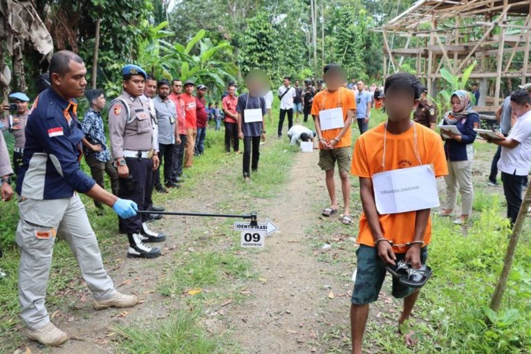 Polres Pijay rekonstruksi kasus pembunuhan warga Meureudu