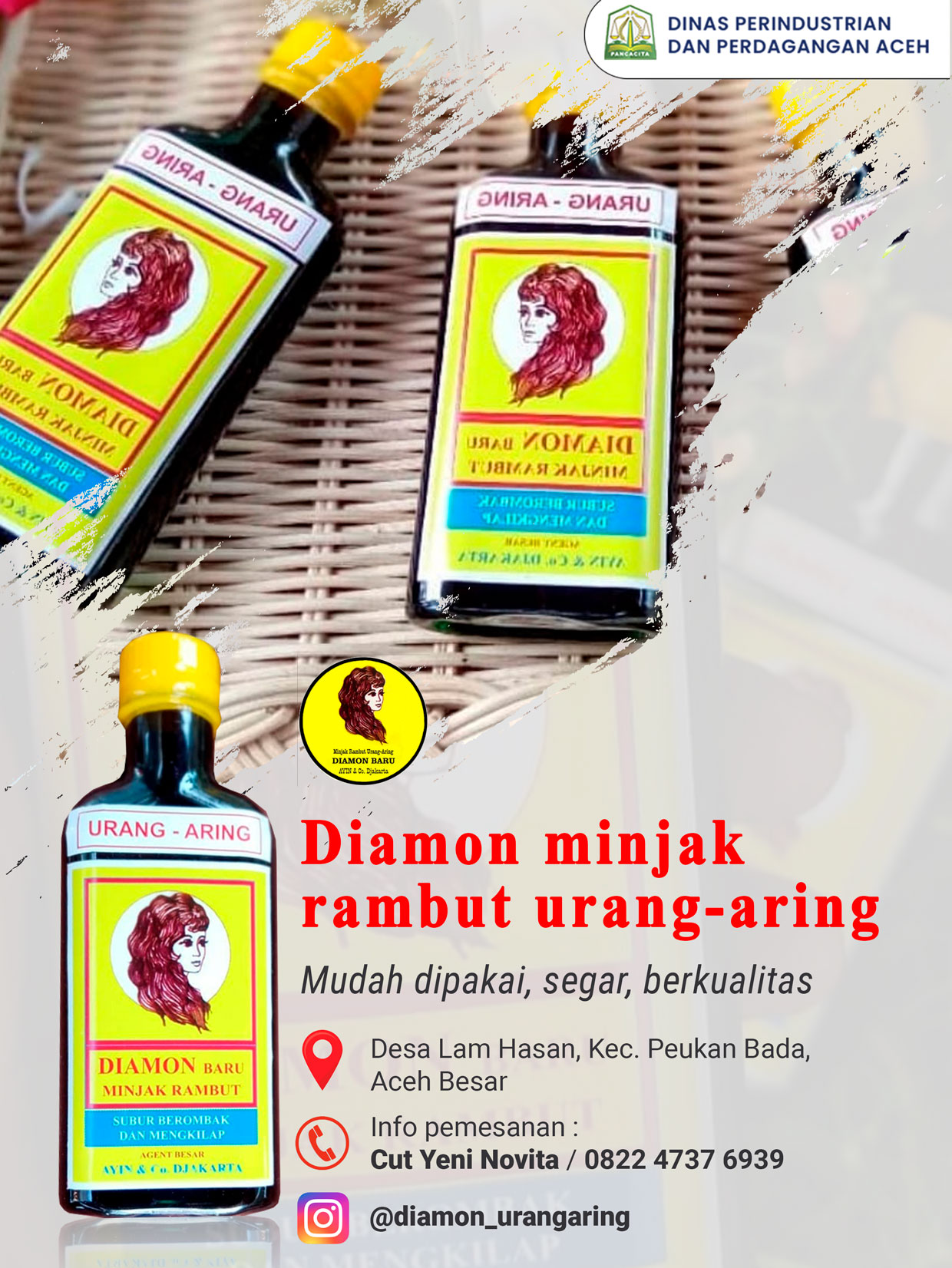 Diamon minjak rambut urang-aring – Disperindag Aceh