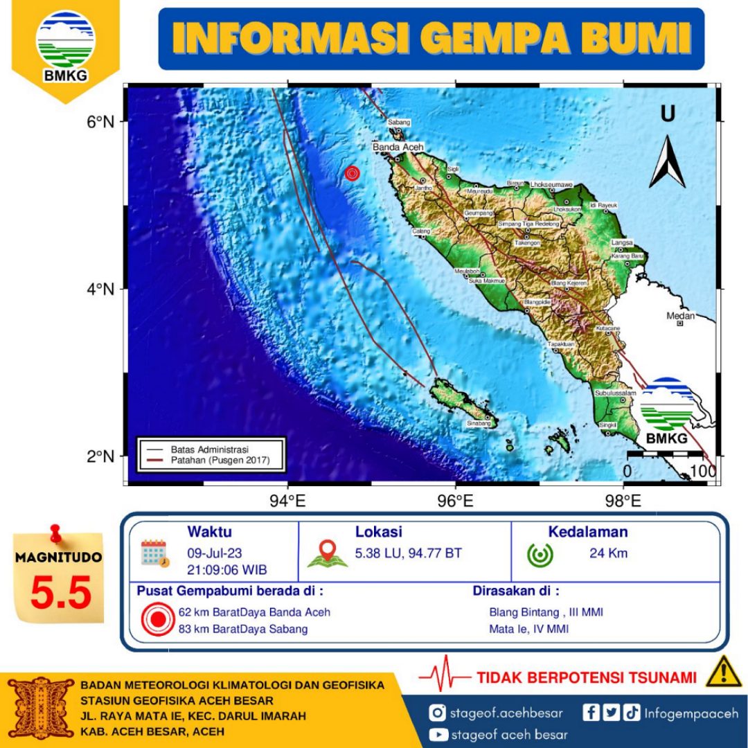 Gempa 5,5 SR guncang Aceh