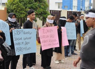 Kecam penangguhan pelaku kekerasan seksual, Gerakan Orang Muda Menggugat geruduk MS Banda Aceh