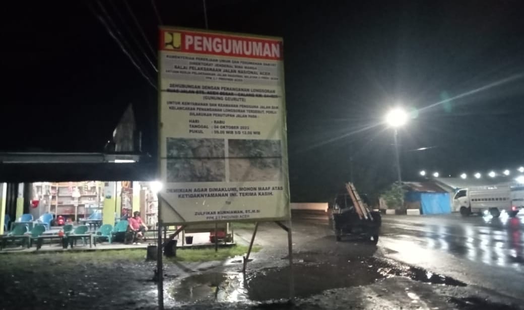 Besok, jalan Banda Aceh-Calang akan ditutup total selama tiga jam 
