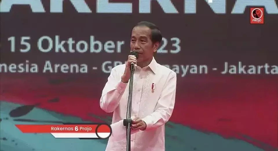 Sinyal dukungan Jokowi untuk Prabowo di Rakernas Projo