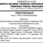 Pansel umumkan tiga besar hasil Selter JPT Pemerintah Aceh, berikut nama-nama yang lulus
