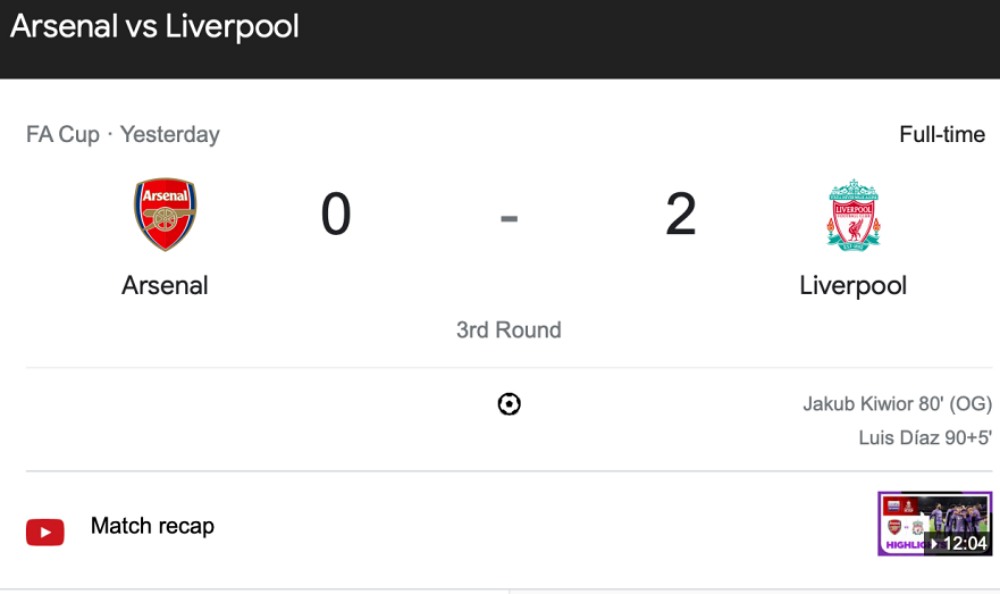Liverpool cukur Arsenal di Emirates Stadium, skor 2-1