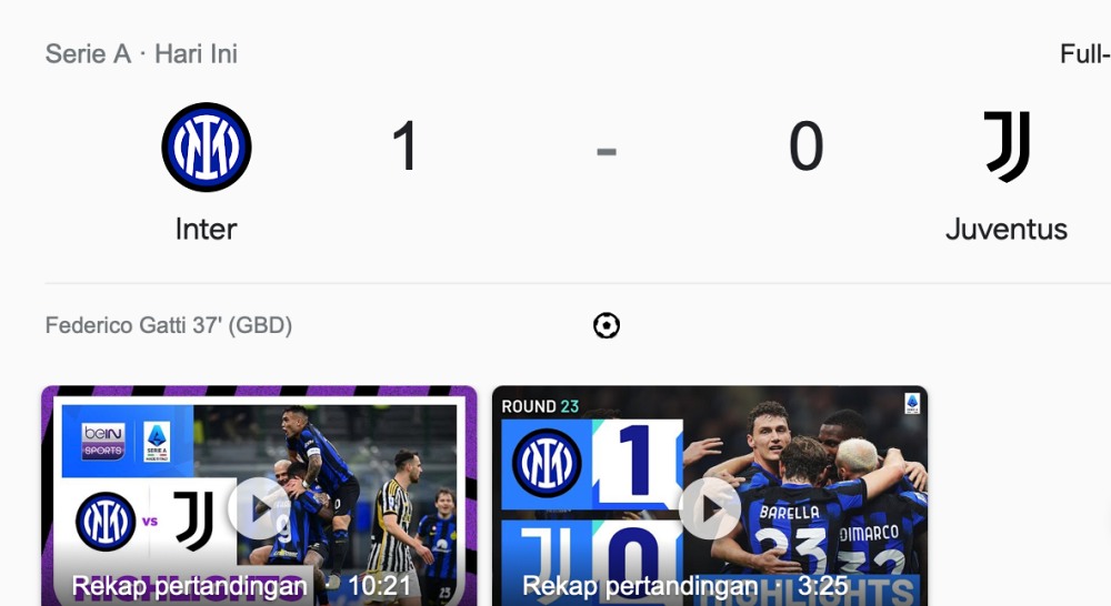 Inter sukses pecundangi Juventus 1-0