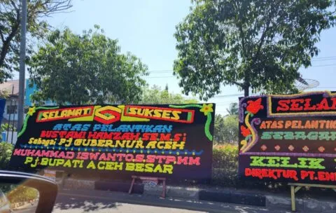 Ucapan papan bunga pelantikan Bustami Hamzah sebagai Pj Gubernur Aceh