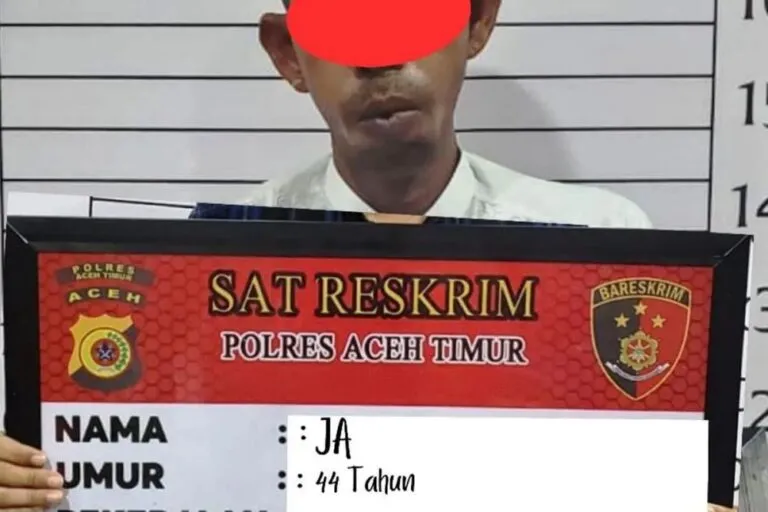 JA ditangkap Polres Aceh Timur atas perbuatan hamili anak kandungnya