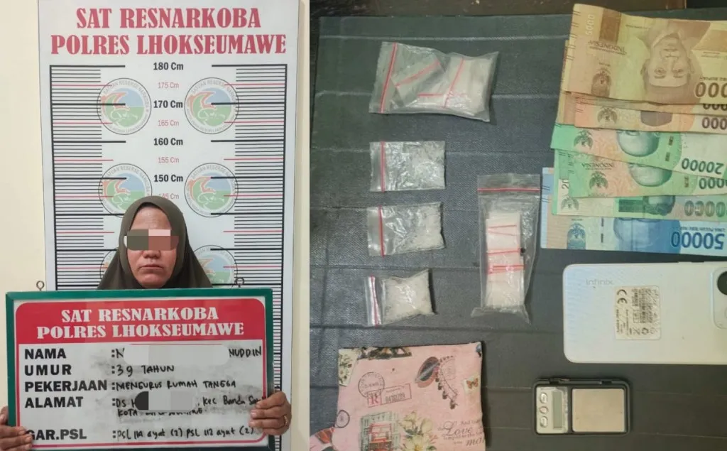 Jualan sabu-sabu, IRT Lhokseumawe ditangkap polisi dan barang bukti 9,14 gram