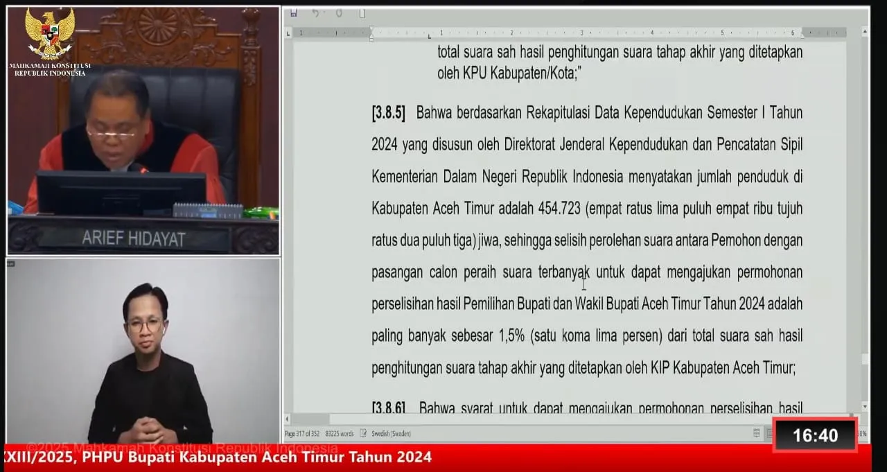 Gugatan Tole di tolak MK, Iskandar Alfarlaki sah Bupati Aceh Timur