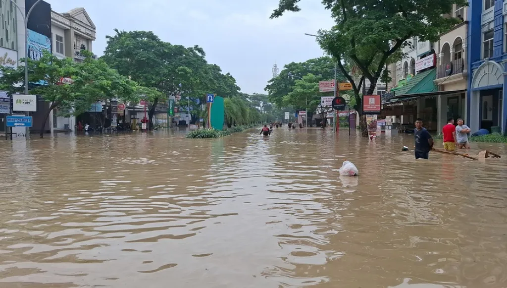 Luapan air di Grand Galaxy City Kota Bekasi capai 1,5 meter