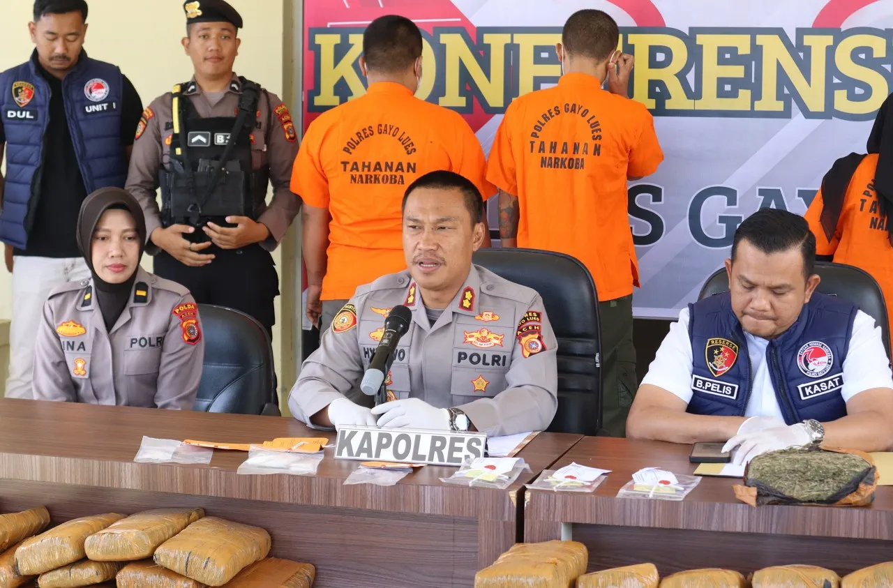 Lima bulan, Polres Gayo Lues Sita 537 kilogram ganja, 100 gram sabu dan 28 butir ekstasi