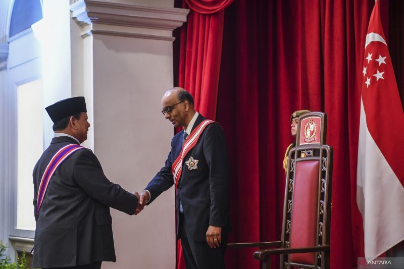 Presiden Singapura sambut Prabowo di Parliament House