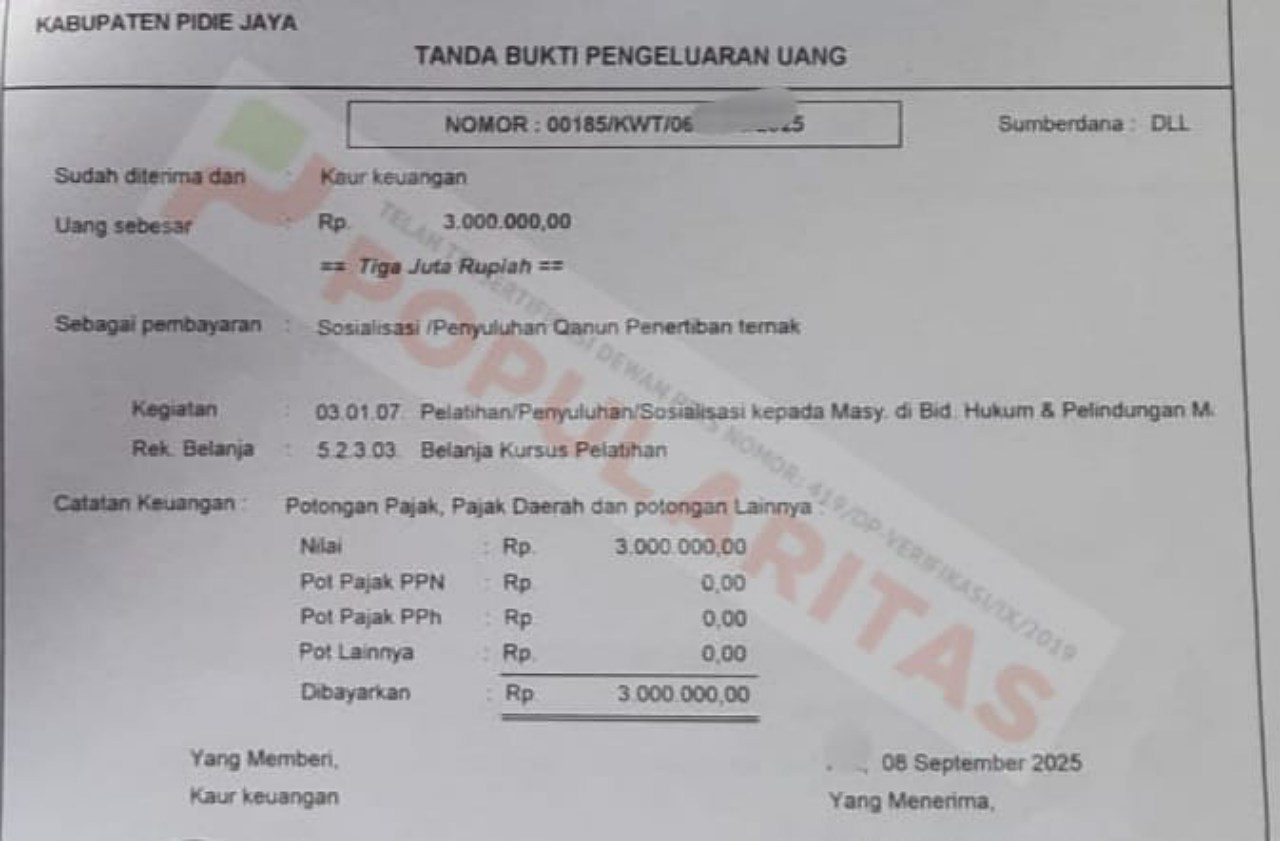 Kutip dana Rp129 juta dari 34 desa di Pidie Jaya, kegiatan sosialisasi tak kunjung dilaksanakan