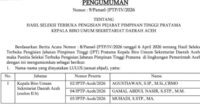 Seleksi terbuka calon Kepala Biro Umum Setda Aceh, Pansel umumkan tiga nama, berikut daftarnya