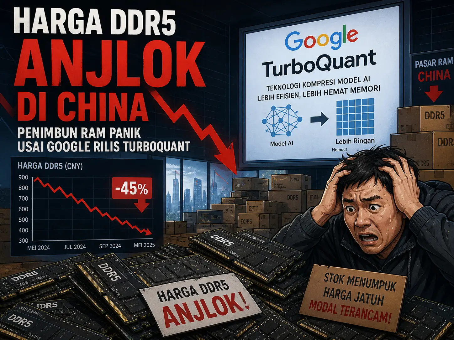 Krisis RAM: Harga DDR5 Turun Tajam di China akibat TurboQuant