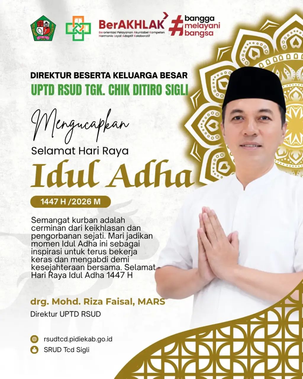 Ucapan hari raya idul adha 2026 - Direktur RSUD Tgk Chik Ditiro Sigli